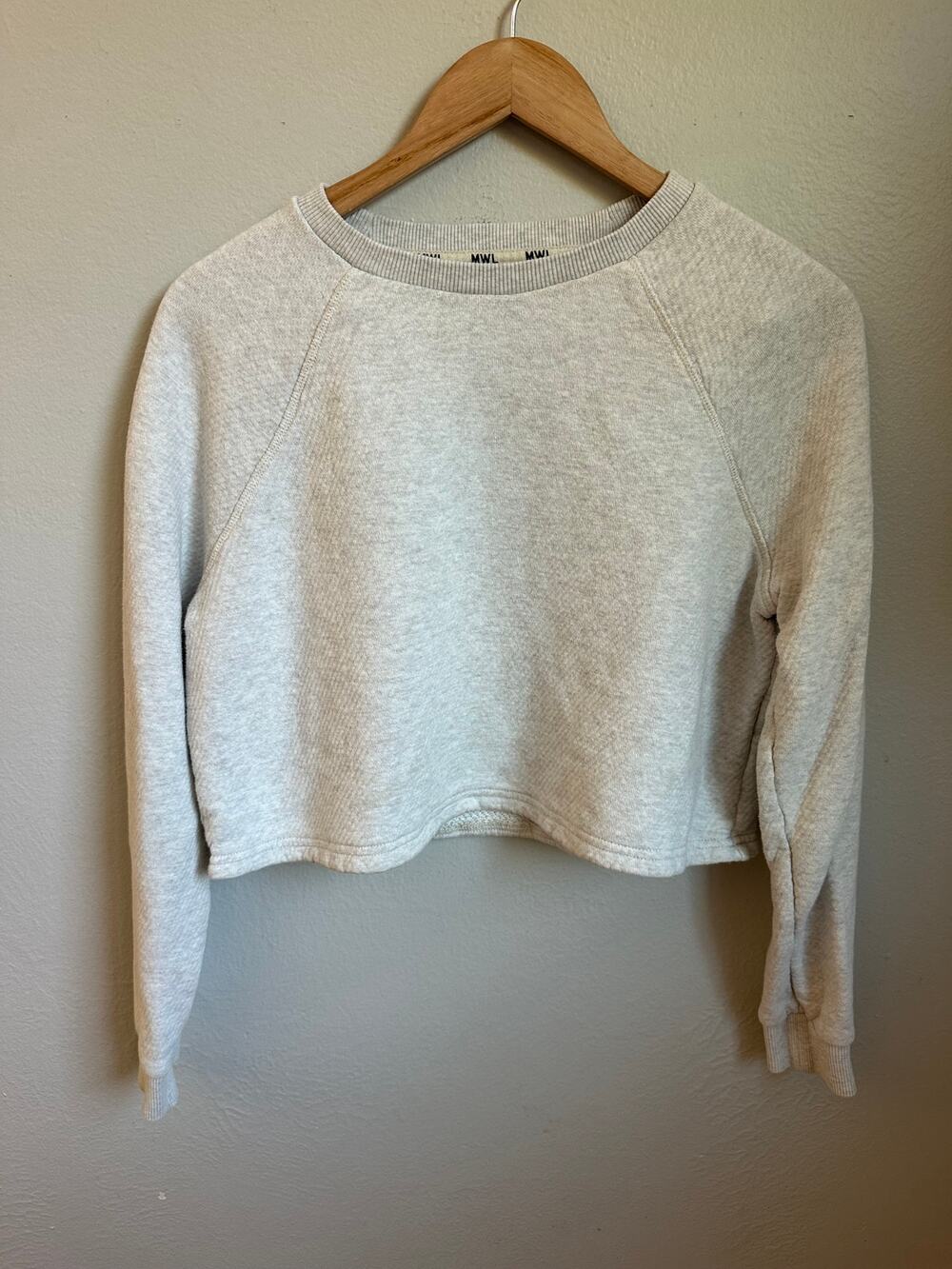 Madewell MWL Airyterry Crop Sweatshirt Women's XS Heather Light Grey Crewneck